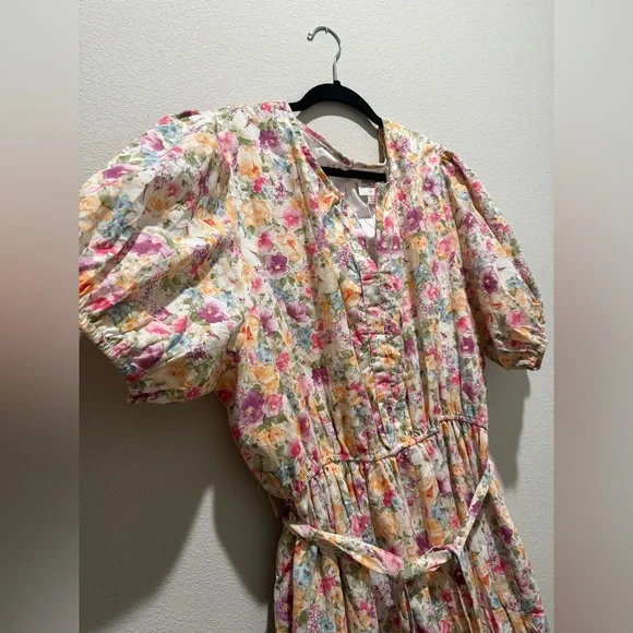 Hayden Los Angeles floral print belted tier poplin midi dress easter - Picture 4 of 11